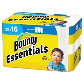 Bounty Essentials 2-Ply Paper Towels – 12 Rolls, 83 Sheets per Roll (Pack of 12) | Quick-Absorbing Kitchen Towels for Cleaning & Spills