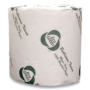 Eco Green Recycled Toilet Paper - 2-Ply, Septic Safe, 600 Sheets Per Roll (48 Rolls) | Soft, Strong & Sustainable Bath Tissue | Chlorine-Free, Tree-Free, Plastic-Free