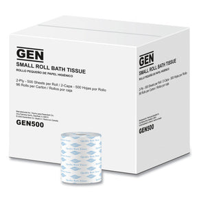 GEN® 2-Ply Toilet Paper Rolls, 500 Sheets Per Roll – 96 Rolls/Case | Commercial-Grade, Soft & Absorbent Bulk Bath Tissue for Business & Home