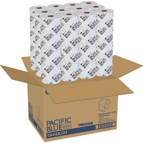 Pacific Blue Basic 2-Ply Toilet Paper - 48 Rolls | 1,000 Sheets/Roll, Septic Safe, Commercial-Grade Bath Tissue