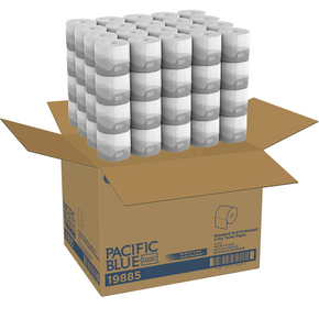 Pacific Blue Basic 2-Ply Toilet Paper - 80 Rolls | 550 Sheets/Roll, Septic Safe, Commercial-Grade Embossed Bath Tissue