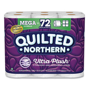 Quilted Northern Ultra Plush Toilet Paper - 18 Mega Rolls | 3-Ply Luxury, 284 Sheets/Roll | Septic Safe, Ultra Soft (874685)