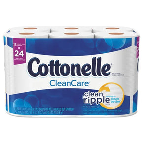 Cottonelle® CleanCare Toilet Paper, 1-Ply, 170 Sheets per Roll, 12-Roll Pack – Strong and Soft Bath Tissue for Home Use