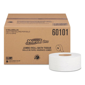 Marcal PRO 100% Recycled Toilet Paper - 2-Ply, 1,000 ft per Roll, 12 Rolls (Pack of 12) - Septic Safe, Hypoallergenic, Bulk Bath Tissue - Whitened Without Chlorine, Fragrance-Free - Green Seal Certified