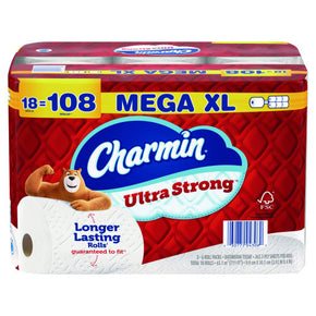 Charmin Ultra Strong Toilet Paper, 2-Ply (18 Mega Rolls) – 363 Sheets per Roll, Soft & Strong, Septic-Safe, Clog-Free – Bulk Bath Tissue for Home