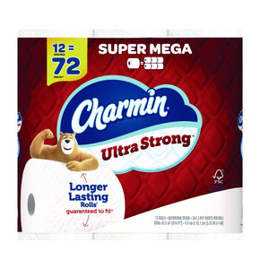 Charmin Ultra Strong Toilet Paper 12 Mega Rolls - 2-Ply, 363 Sheets per Roll, Soft & Strong, Septic Safe, Roto-Rooter Approved - Bulk Bath Tissue for Home