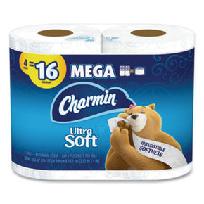 Charmin Ultra Soft Toilet Paper 4 Mega Rolls - 2-Ply, 244 Sheets per Roll | Ultra Plush & Strong | Septic Safe | Made in USA
