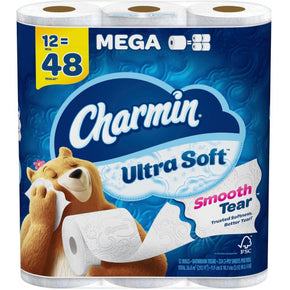 Charmin® Ultra Soft Toilet Paper, 2-Ply, 224 Sheets per Roll, Pack of 12 – Premium Soft Bath Tissue for Home Use