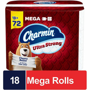 Charmin Ultra Strong Toilet Paper, 2-Ply, 220 Sheets Per Roll, 18 Mega Rolls – Durable & Long-Lasting Bathroom Tissue (08823)