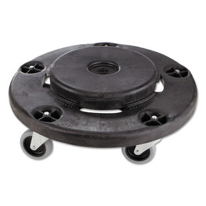 Rubbermaid Commercial Brute Dolly - Heavy-Duty 250 lb Capacity Base for 20-55 Gallon Brute Trash Cans - 18" Black Round Twist-On/Off Utility Cart (264000BK)