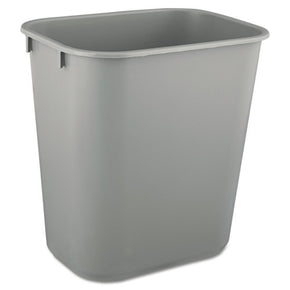 Rubbermaid Commercial 3.5-Gallon Gray Wastebasket - Compact Office Trash Can with Rolled Rim, Space-Saving Design for Cubicles & Desks