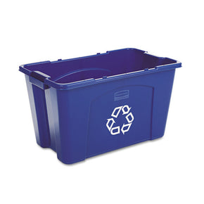 Rubbermaid Commercial 18-Gallon Blue Recycling Bin - Stackable Office & Home Recycling Container - Heavy-Duty Plastic for Paper, Plastic & Aluminum