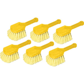 Rubbermaid Commercial 8" Scrub Brush with Long Handle - Yellow Synthetic Bristles, Gray Plastic Grip - Heavy-Duty Cleaning Brush for Floors, Tiles & Bathrooms (Model 9B29CT)