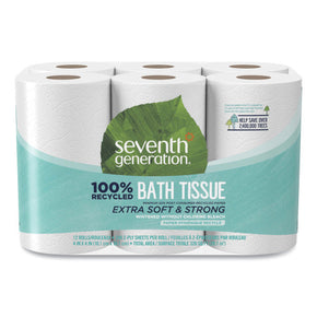 Seventh Generation 100% Recycled Toilet Paper - 12 Rolls | 2-Ply, 240 Sheets/Roll, Chlorine-Free, Septic Safe (13733PK)
