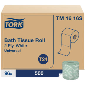Tork® Premium 2-Ply Toilet Paper, 500 Sheets Per Roll, 96 Rolls Bulk Pack - Soft, Strong Commercial Bath Tissue for Business & Home Use