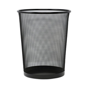 Universal® 18 Quart Steel Mesh Wastebasket - Black Metal Office Trash Can with Open Weave Design | Space-Saving Desk Bin (UNV20008)